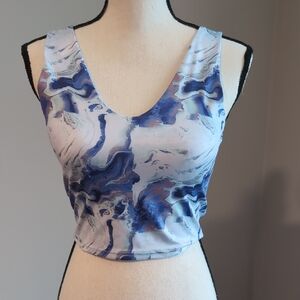 Blue Marble Print Women's Top